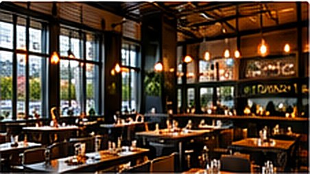 Busy New York restaurant and bar dining room